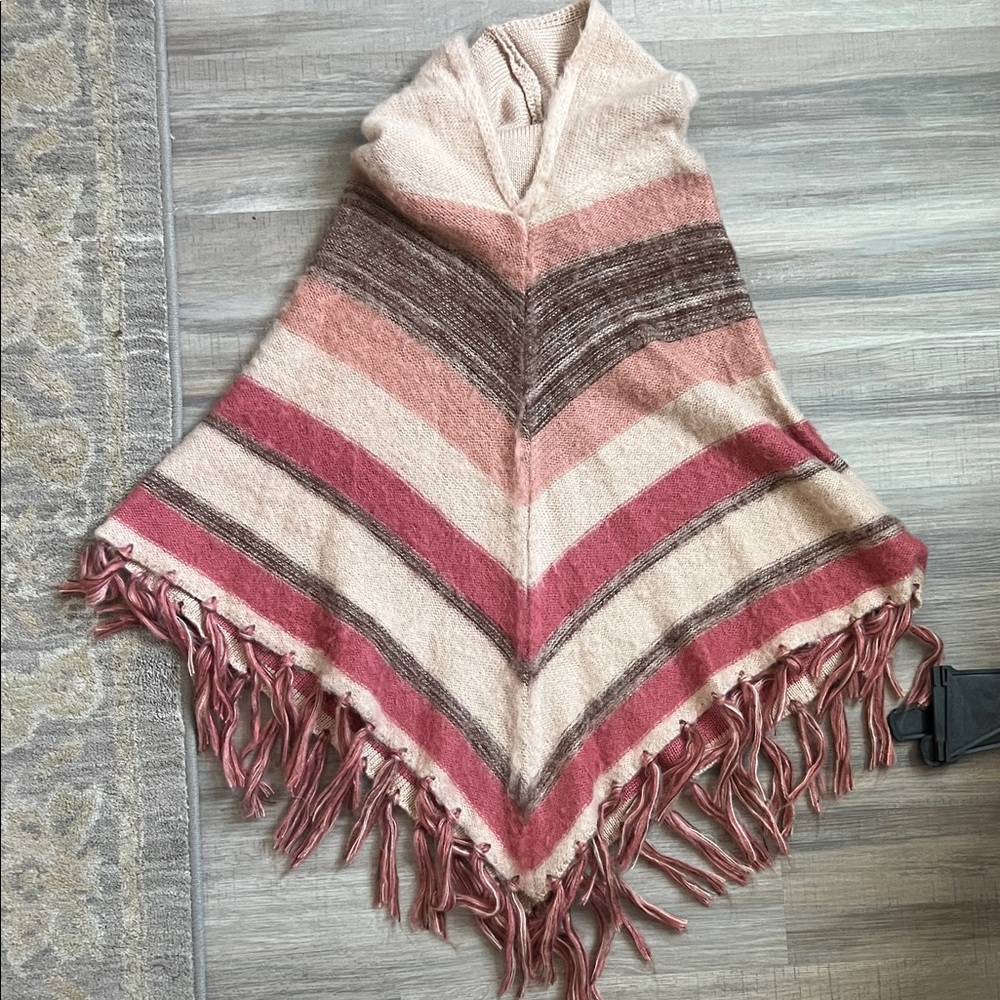 Striped Fringe Poncho